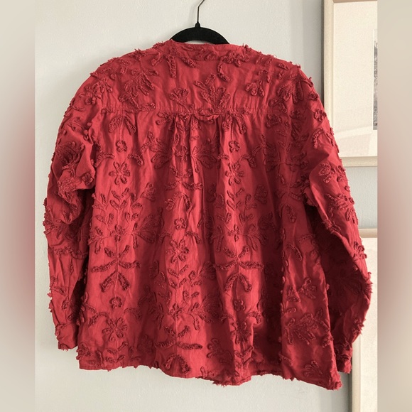 Anthropologie The Whitney Textured Trapeze Buttondown Size 1x, Red - Picture 4 of 5